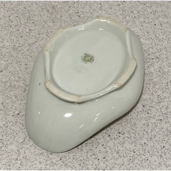 Nippon porcelain trinket dish white bowl with hand painted floral gold moriage - Picture 8 of 9